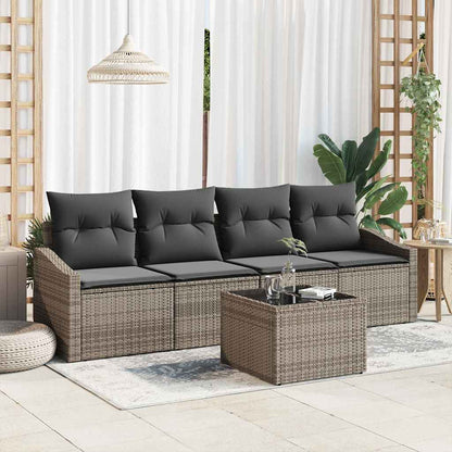 Sofa Set 5 stk. Grau 55 x 55 x 37 cm [Synthetisch]: Poly Rattan