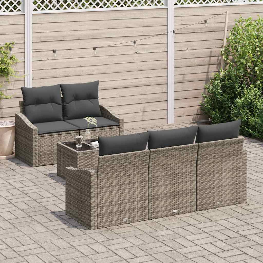 Sofa Set 6 stk. Grau [Synthetisch]: Poly Rattan