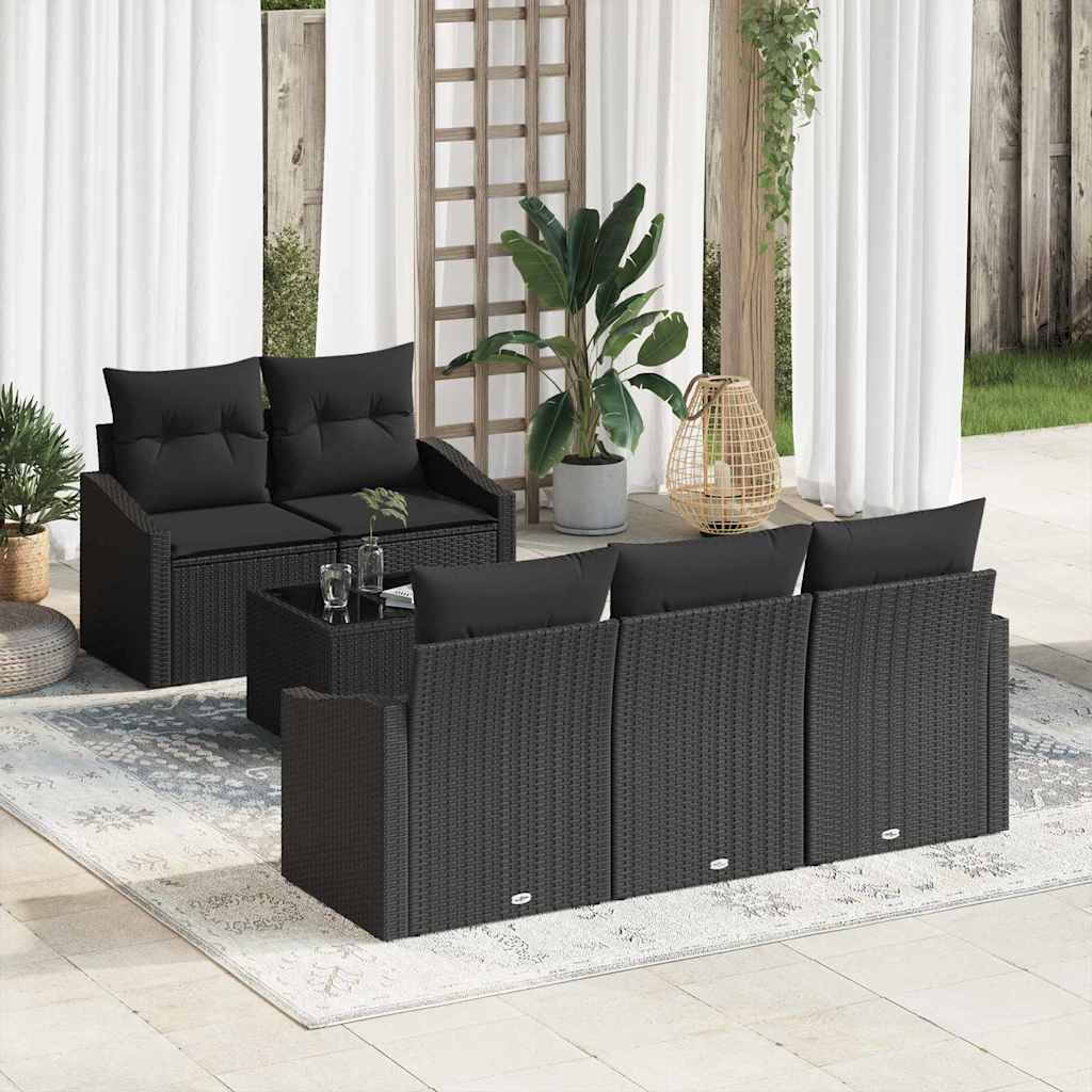 Sofa Set 6 stk. Schwarz [Synthetisch]: Poly Rattan