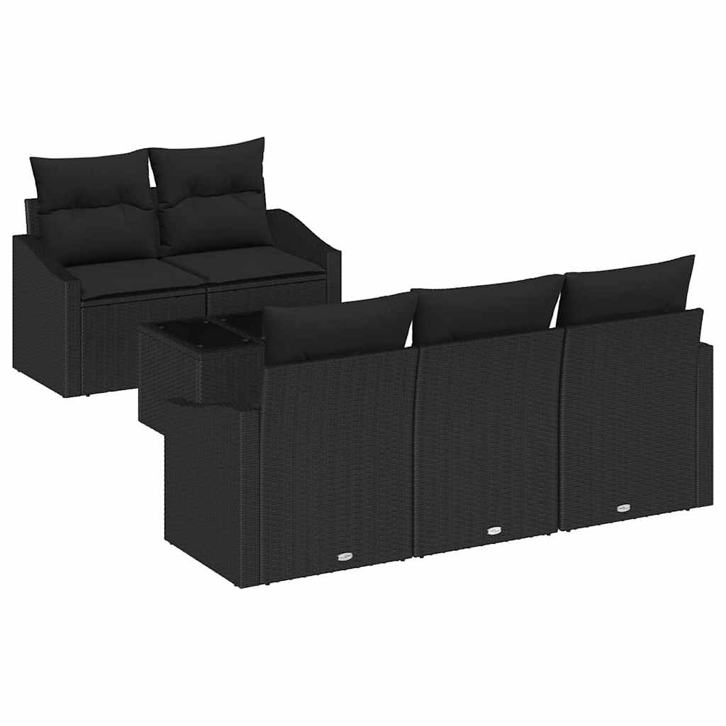 Sofa Set 6 stk. Schwarz [Synthetisch]: Poly Rattan