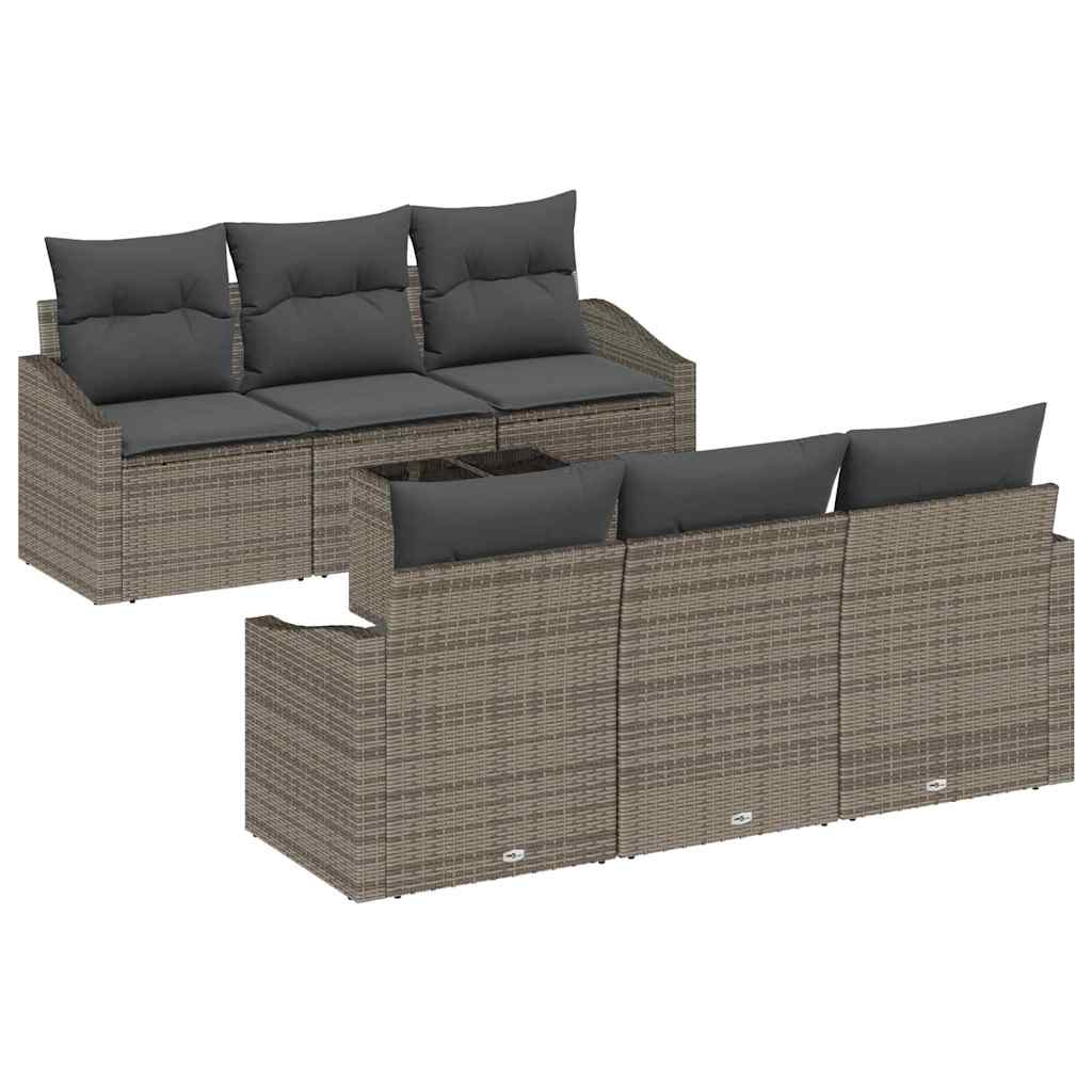 Sofa Set 7 stk. Grau [Synthetisch]: Poly Rattan