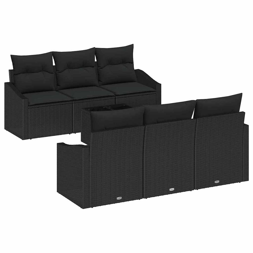 Sofa Set 7 stk. Schwarz [Synthetisch]: Poly Rattan