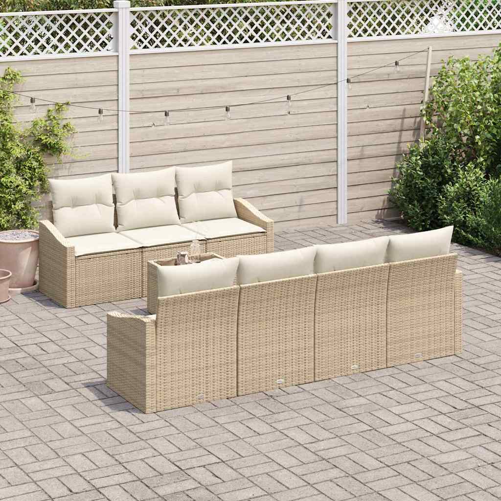 Sofa Set 8 stk. Beige und Creme [Synthetisch]: Poly Rattan