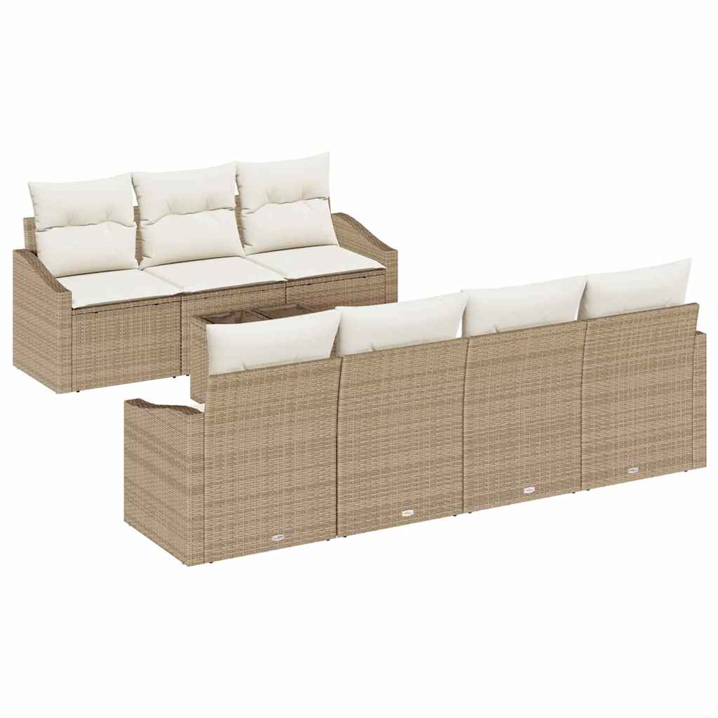 Sofa Set 8 stk. Beige und Creme [Synthetisch]: Poly Rattan