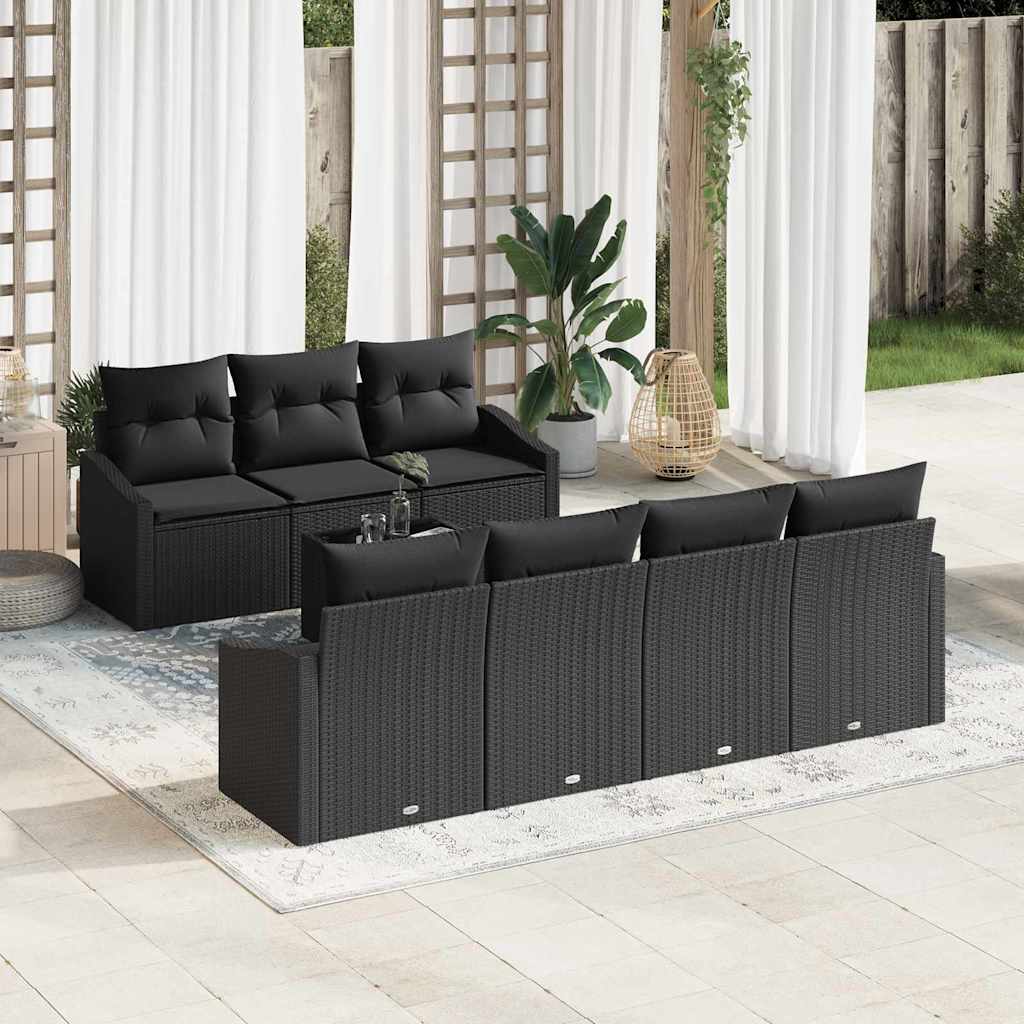 Sofa Set 8 stk. Schwarz [Synthetisch]: Poly Rattan