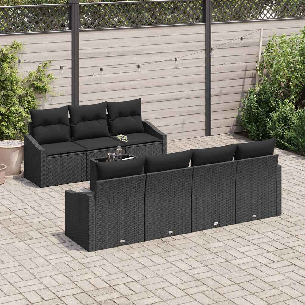 Sofa Set 8 stk. Schwarz [Synthetisch]: Poly Rattan