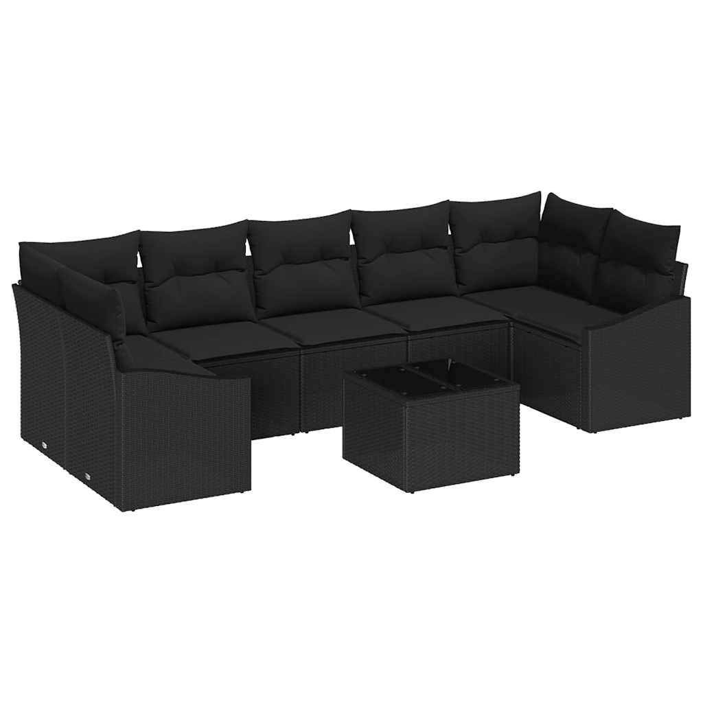 Sofa Set mit Kissen Schwarz 55 x 55 x 37 cm Poly Rattan