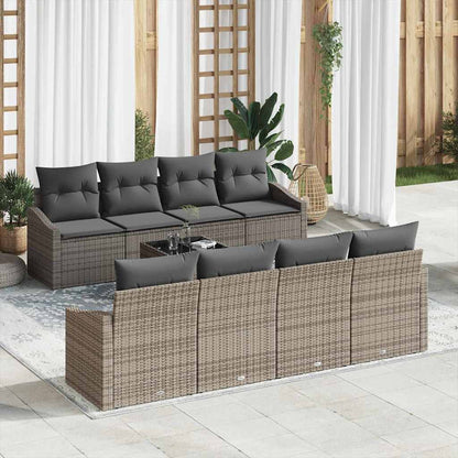Sofa Set 9 stk. Grau 55 x 55 x 37 cm [Synthetisch]: Poly Rattan