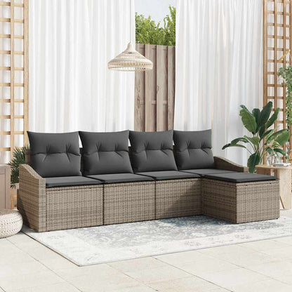 Sofa Set 5 stk. Grau [Synthetisch]: Poly Rattan