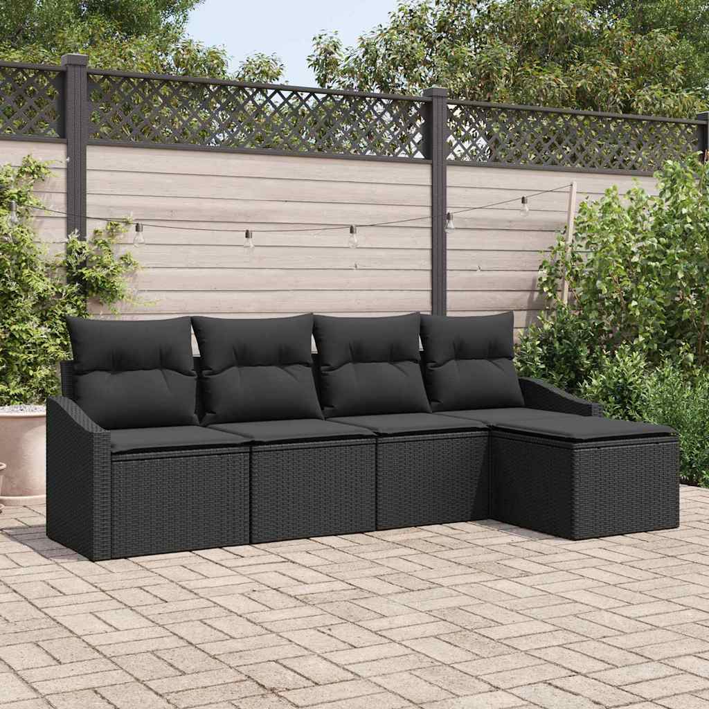 Sofa Set 5 stk. Schwarz [Synthetisch]: Poly Rattan