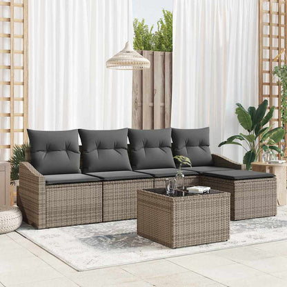 Sofa Set 6 stk. Grau [Synthetisch]: Poly Rattan