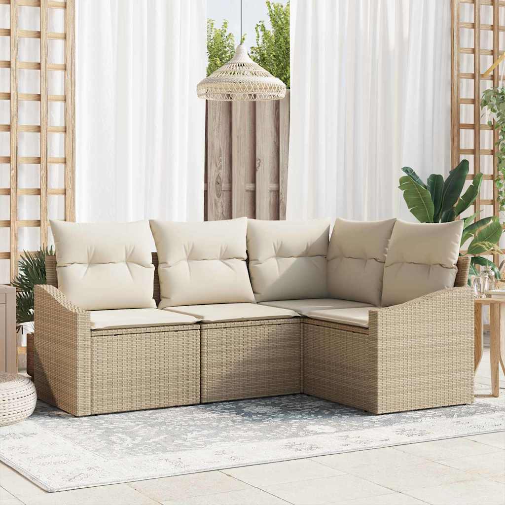 Sofa Set 4 stk. Beige [Synthetisch]: Poly Rattan