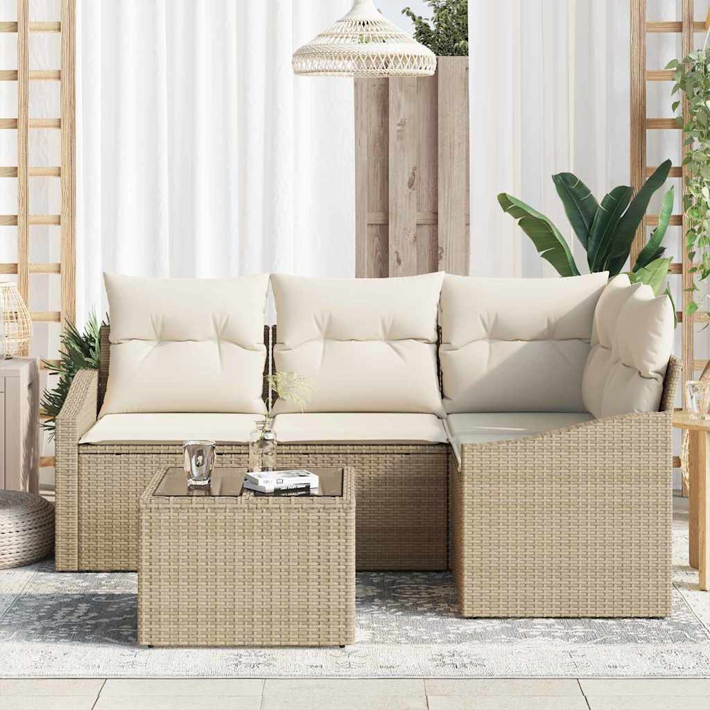 Sofa Set 5 stk. Beige [Synthetisch]: Poly Rattan
