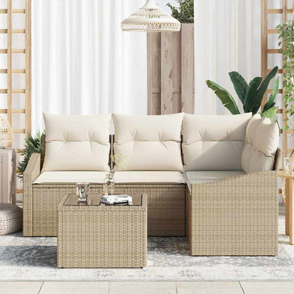 Sofa Set 5 stk. Beige [Synthetisch]: Poly Rattan