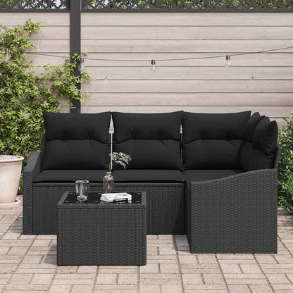 Sofa Set 5 stk. Schwarz [Synthetisch]: Poly Rattan