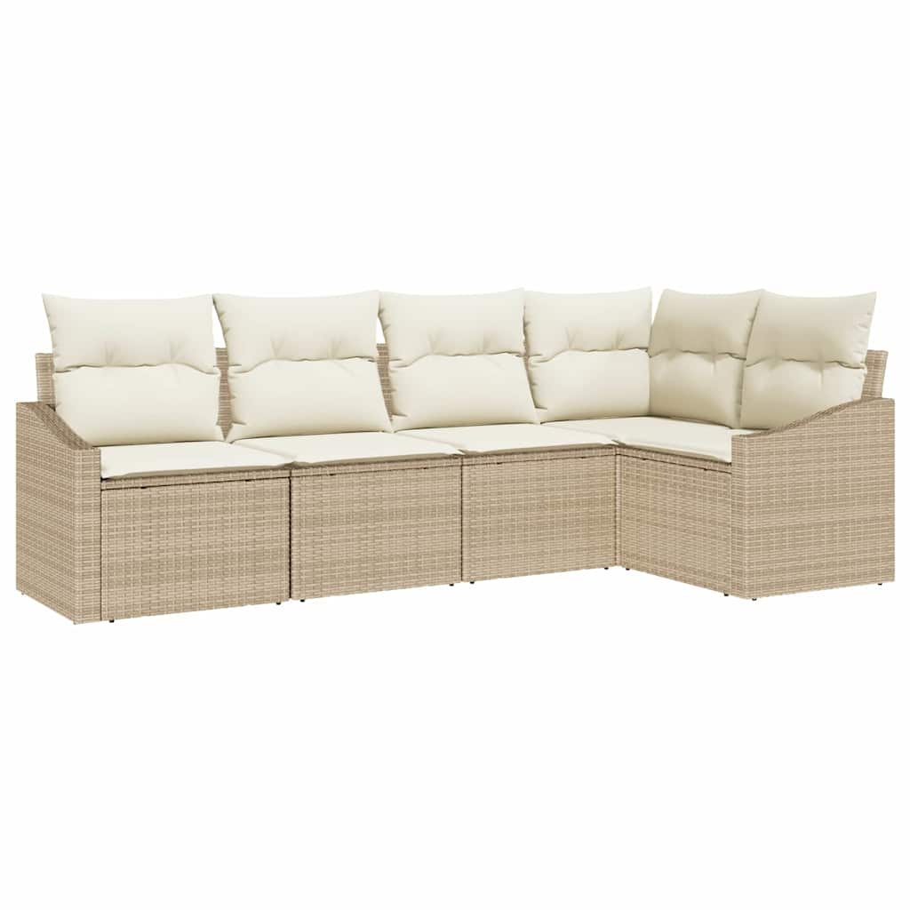 Sofa Set 5 stk. Beige [Synthetisch]: Poly Rattan