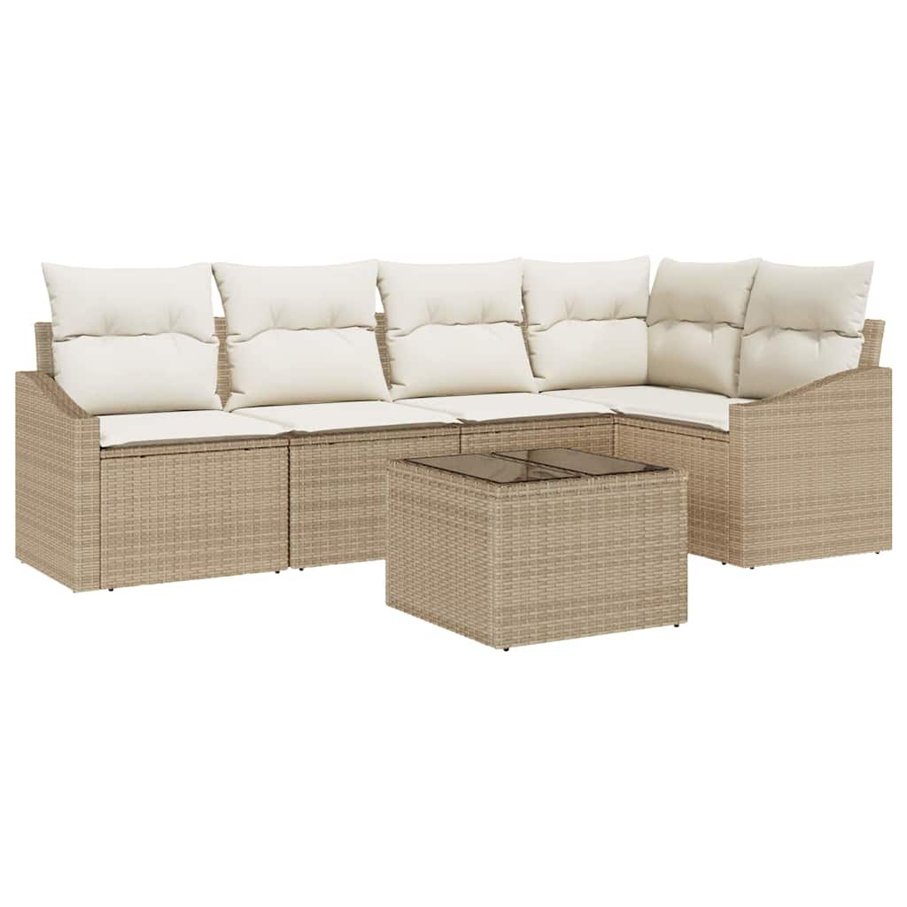 Sofa Set 6 stk. Beige [Synthetisch]: Poly Rattan