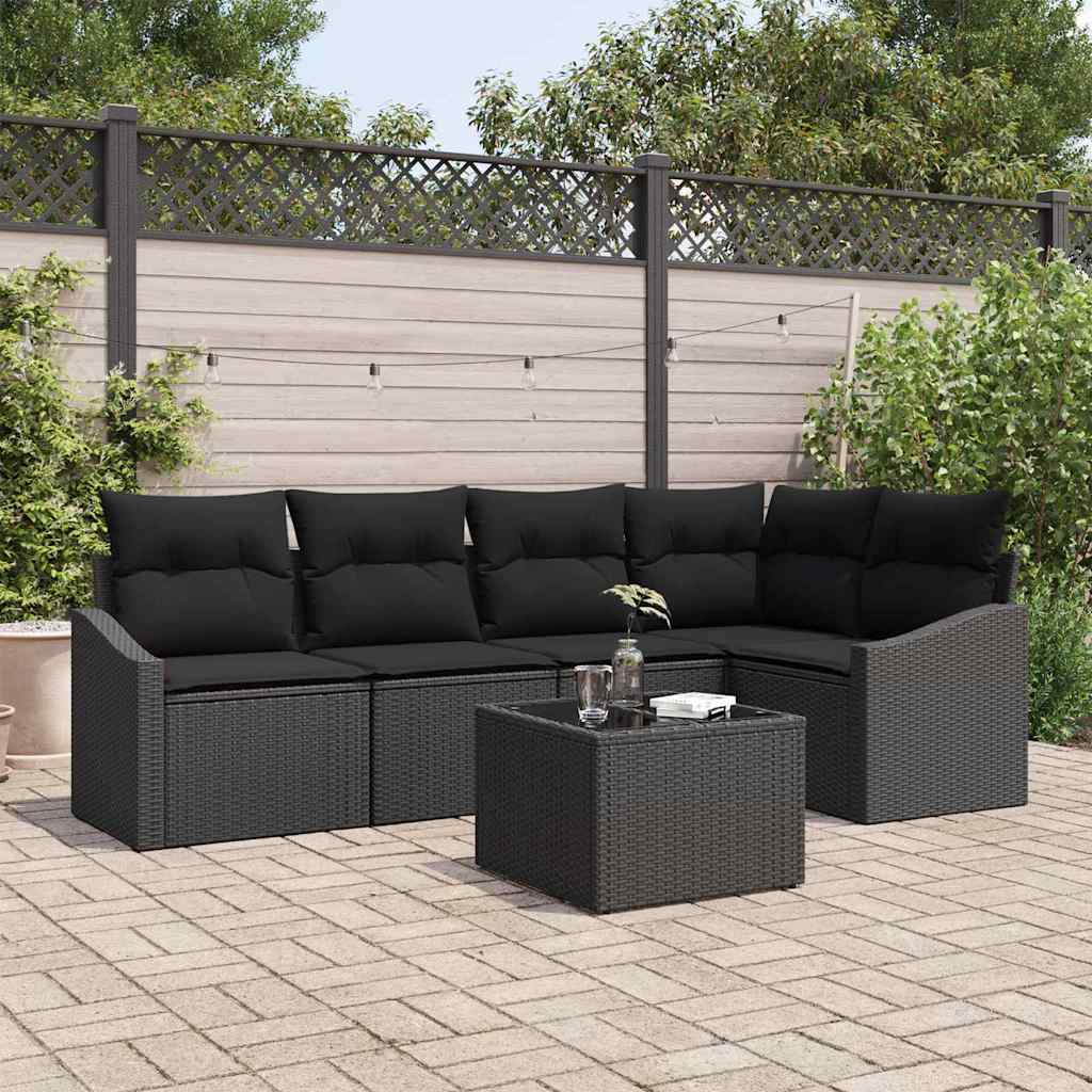 Sofa Set 6 stk. Schwarz [Synthetisch]: Poly Rattan