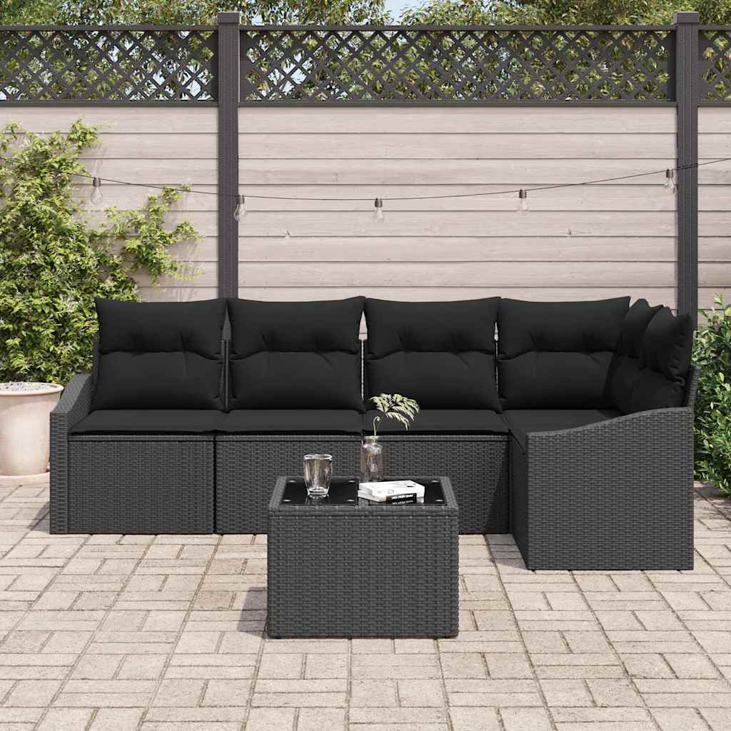 Sofa Set 6 stk. Schwarz [Synthetisch]: Poly Rattan
