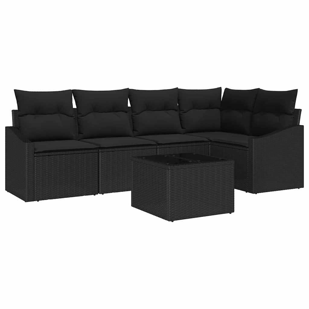 Sofa Set 6 stk. Schwarz [Synthetisch]: Poly Rattan