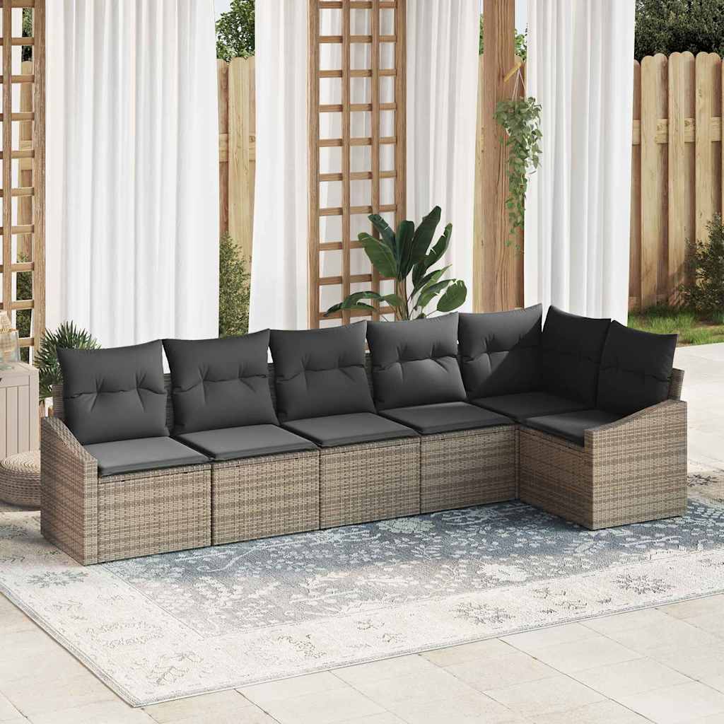 Sofa Set 6 stk. Grau [Synthetisch]: Poly Rattan