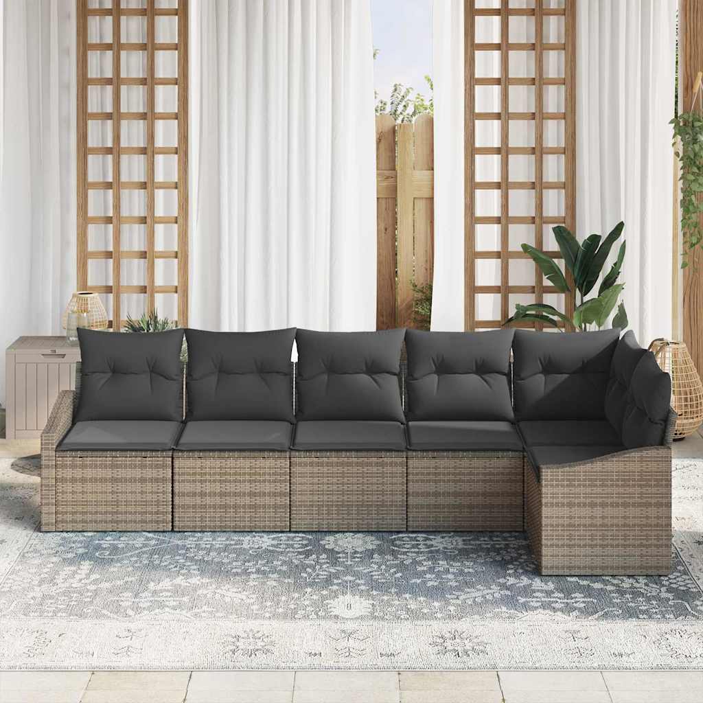 Sofa Set 6 stk. Grau [Synthetisch]: Poly Rattan