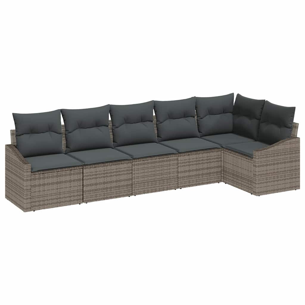 Sofa Set 6 stk. Grau [Synthetisch]: Poly Rattan