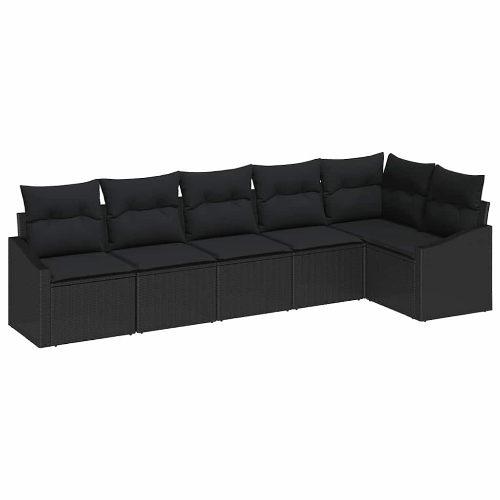 Sofa Set 6 stk. Schwarz [Synthetisch]: Poly Rattan