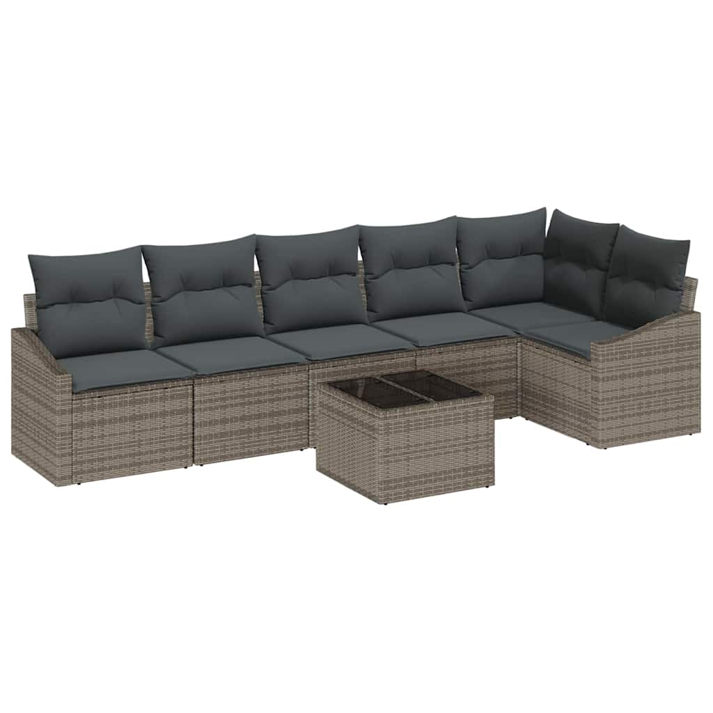 Sofa Set 7 stk. Grau [Synthetisch]: Poly Rattan