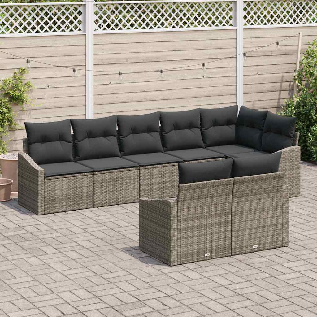 Sofa Set 8 stk. Grau [Synthetisch]: Poly Rattan