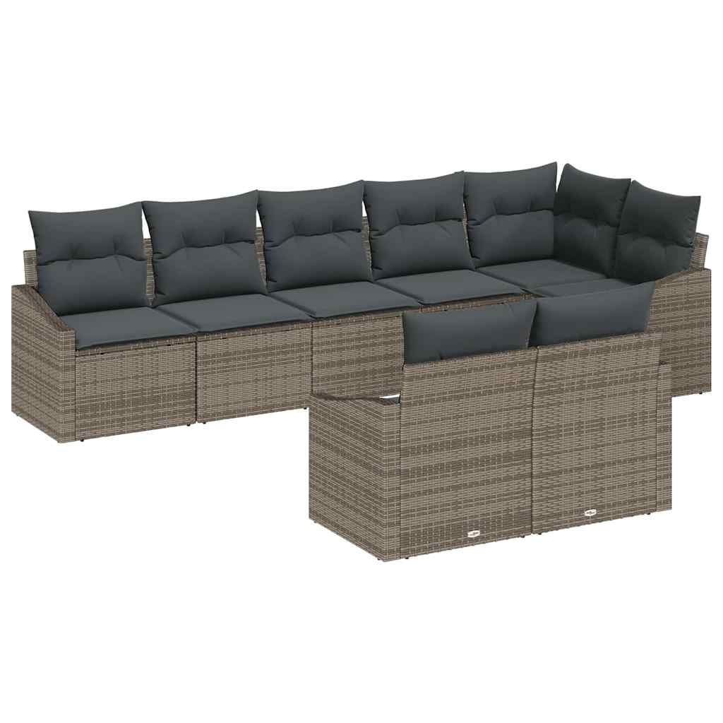 Sofa Set 8 stk. Grau [Synthetisch]: Poly Rattan