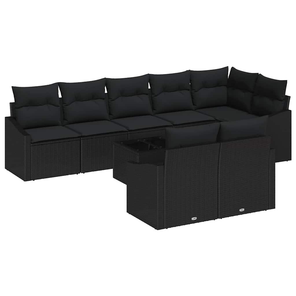 Sofa Set 9 stk. Schwarz [Synthetisch]: Poly Rattan
