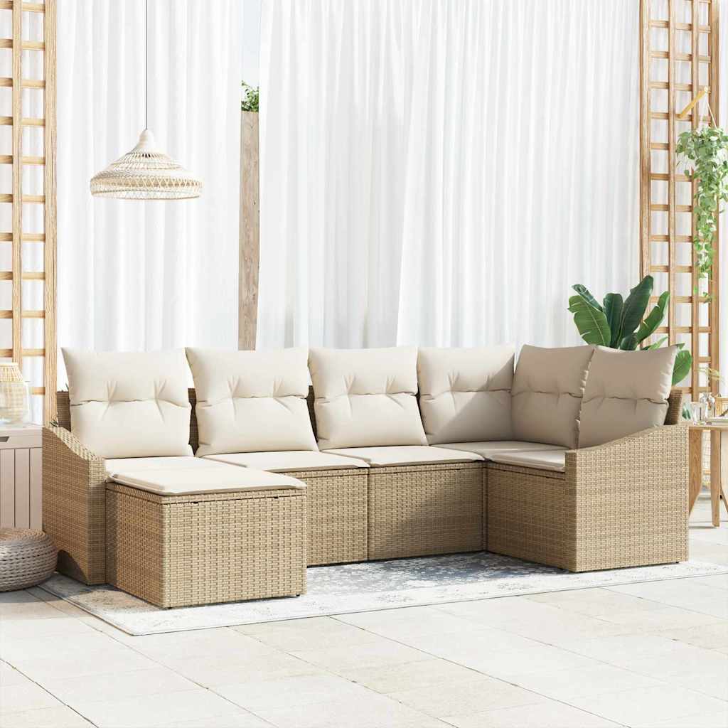 Sofa Set 6 stk. Beige [Synthetisch]: Poly Rattan