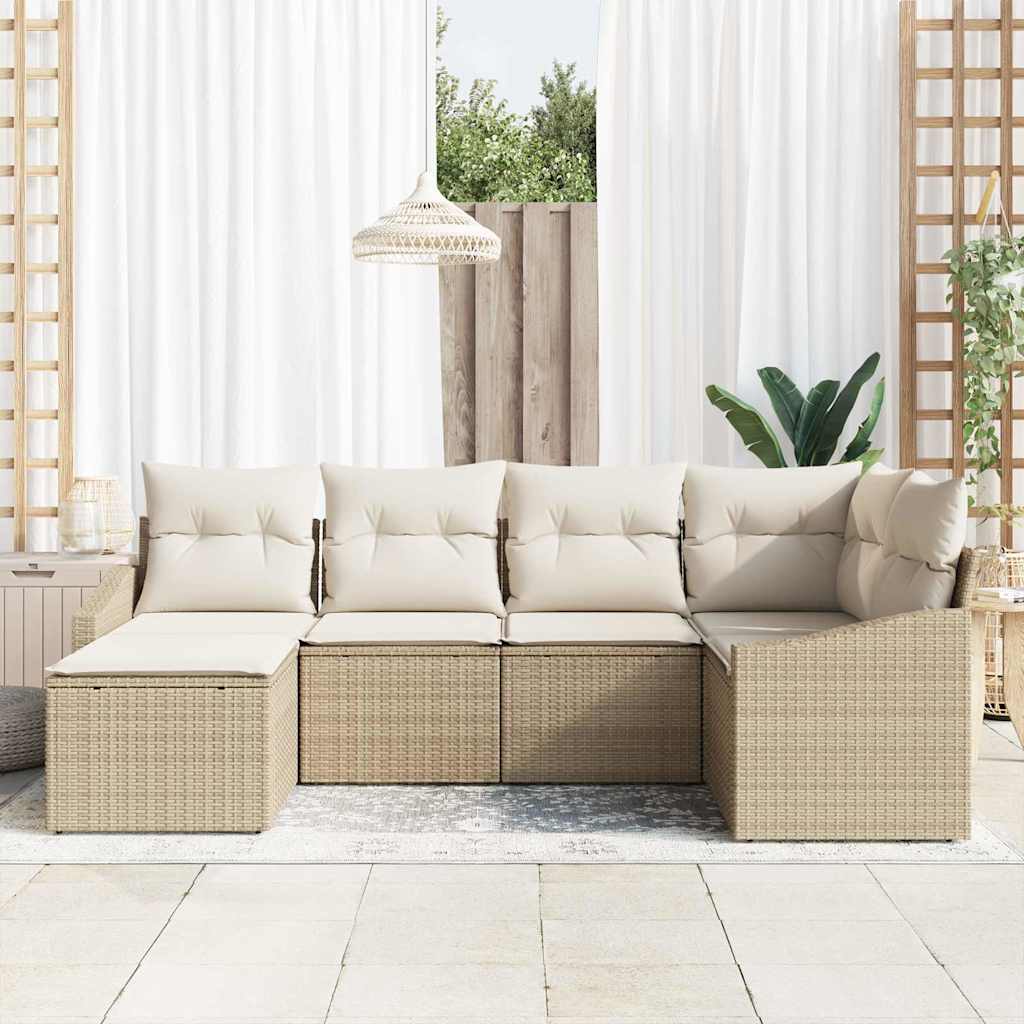 Sofa Set 6 stk. Beige [Synthetisch]: Poly Rattan