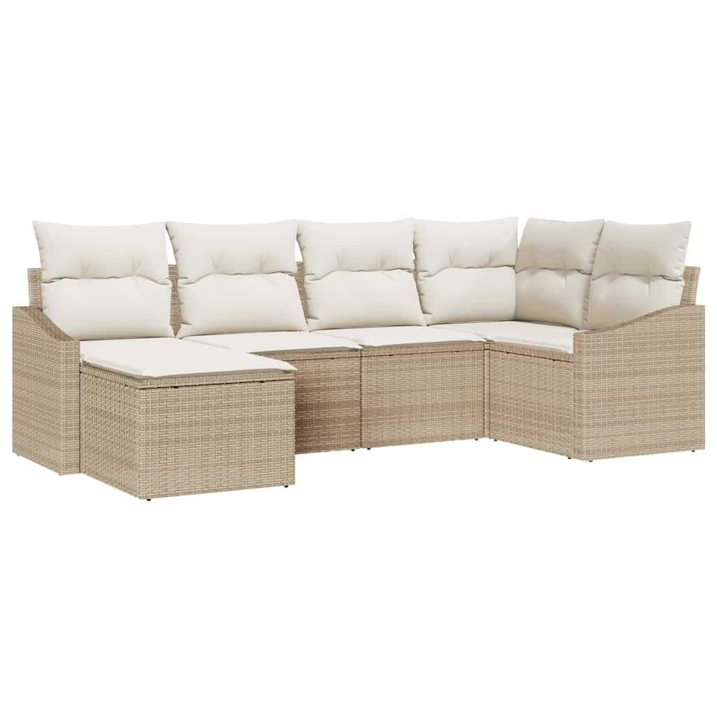 Sofa Set 6 stk. Beige [Synthetisch]: Poly Rattan