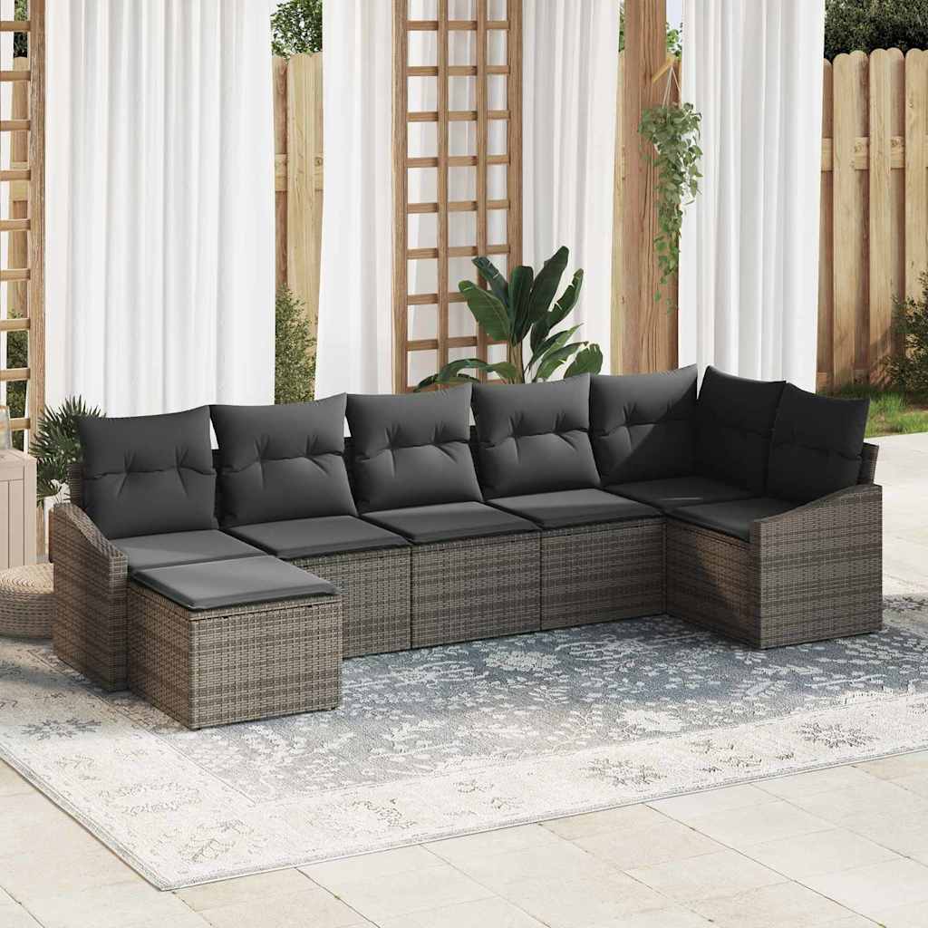 Sofa Set 7 stk. Grau [Synthetisch]: Poly Rattan