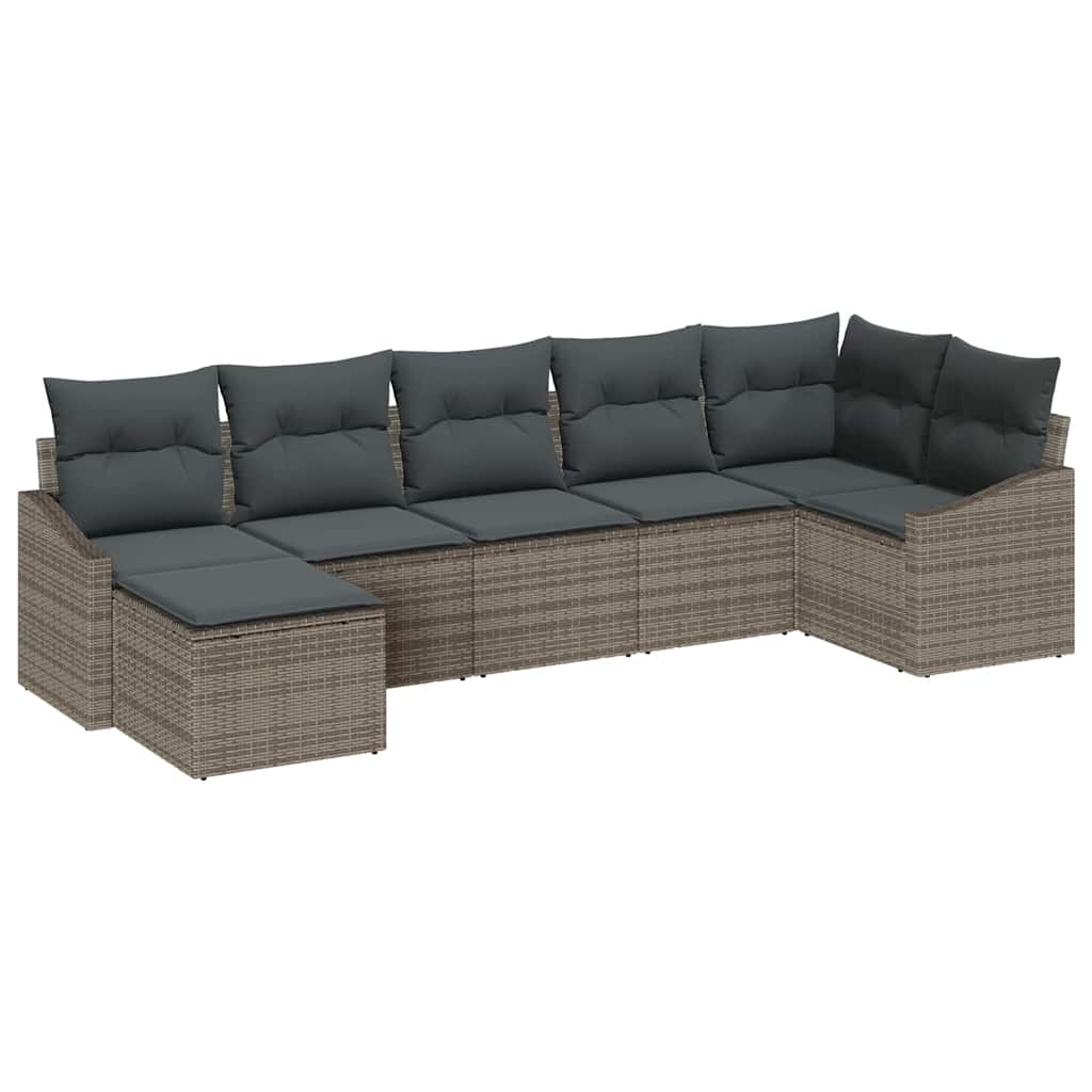 Sofa Set 7 stk. Grau [Synthetisch]: Poly Rattan