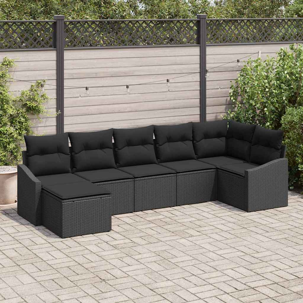 Sofa Set 7 stk. Schwarz [Synthetisch]: Poly Rattan