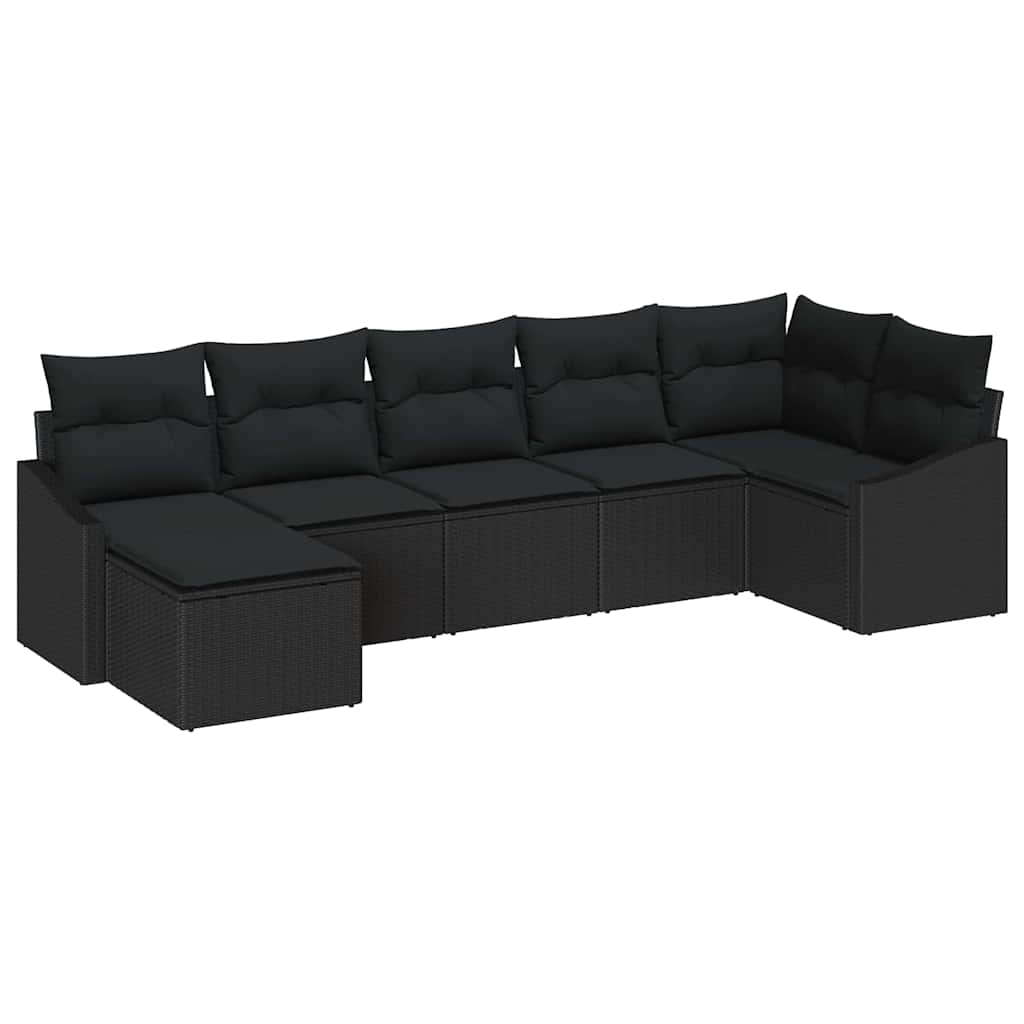 Sofa Set 7 stk. Schwarz [Synthetisch]: Poly Rattan