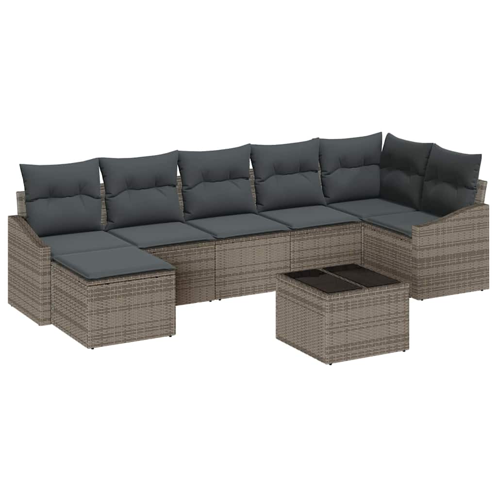 Sofa Set 8 stk. Grau [Synthetisch]: Poly Rattan