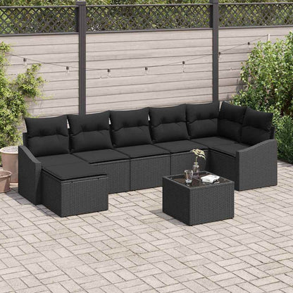 Sofa Set 8 stk. Schwarz [Synthetisch]: Poly Rattan
