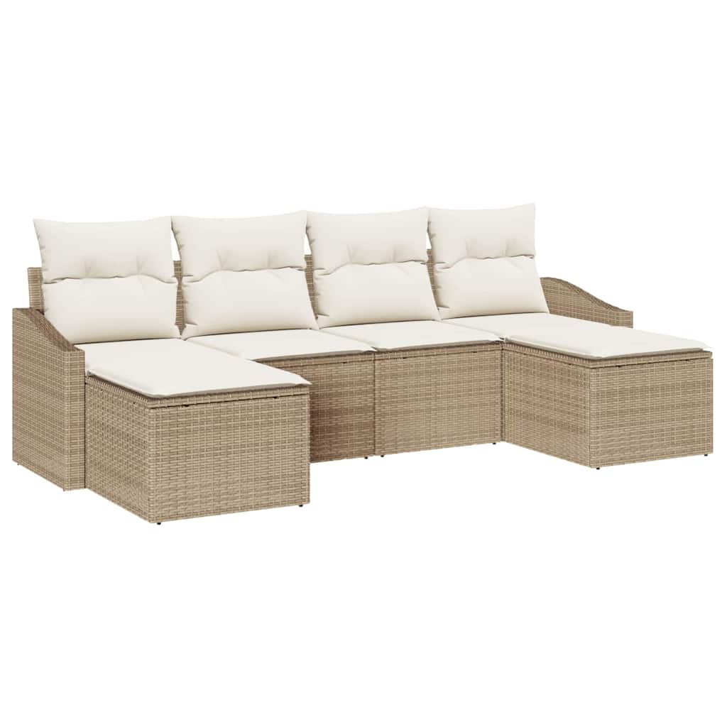 Sofa Set 6 stk. Beige [Synthetisch]: Poly Rattan