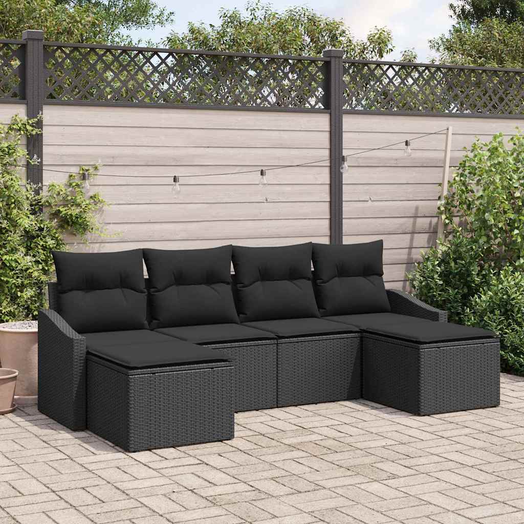 Sofa Set 6 stk. Schwarz [Synthetisch]: Poly Rattan
