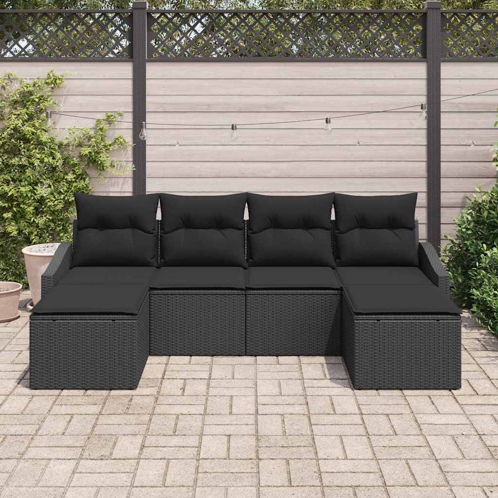 Sofa Set 6 stk. Schwarz [Synthetisch]: Poly Rattan