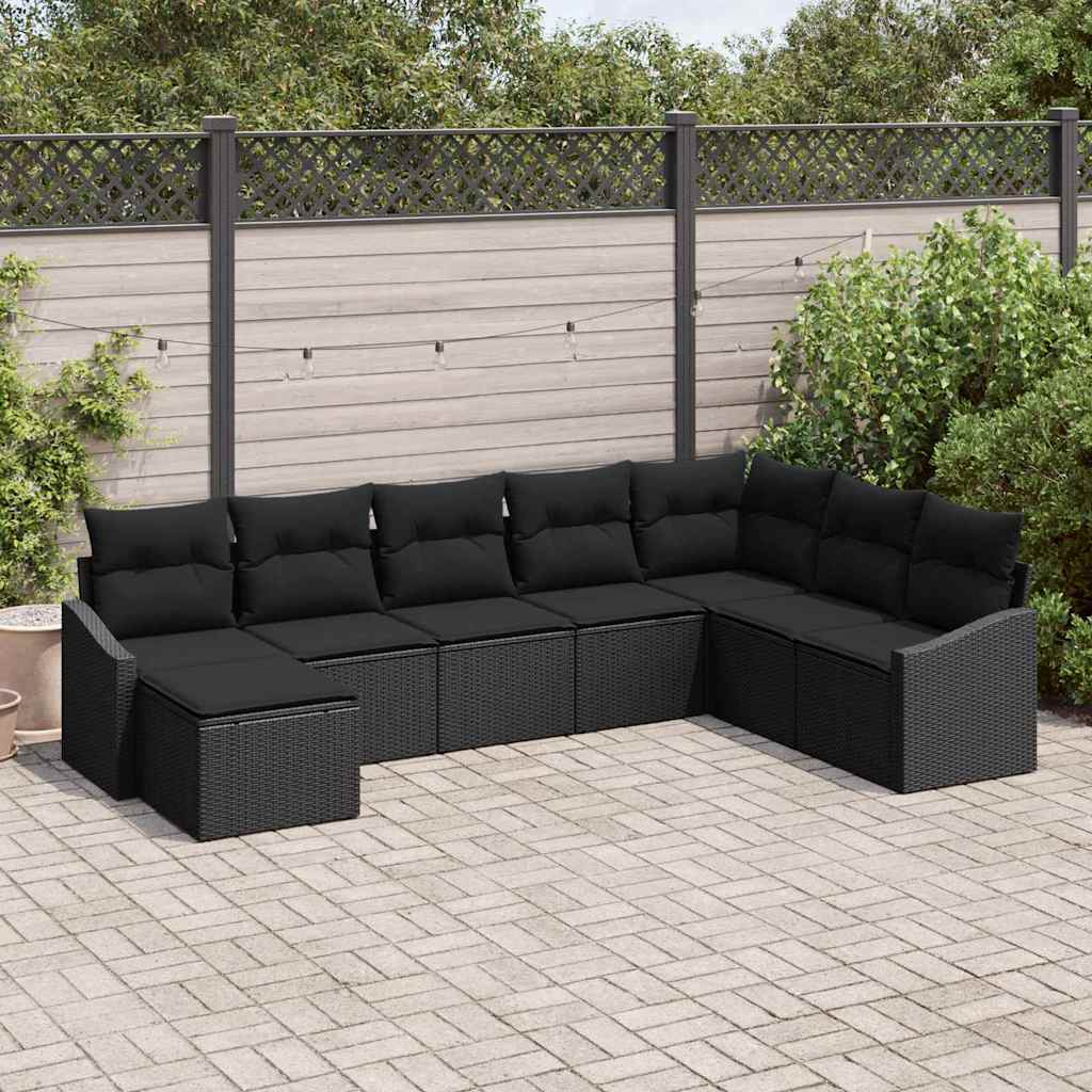 Sofa Set 8 stk. Schwarz [Synthetisch]: Poly Rattan