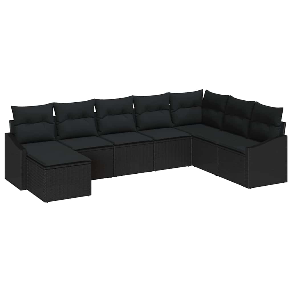 Sofa Set 8 stk. Schwarz [Synthetisch]: Poly Rattan