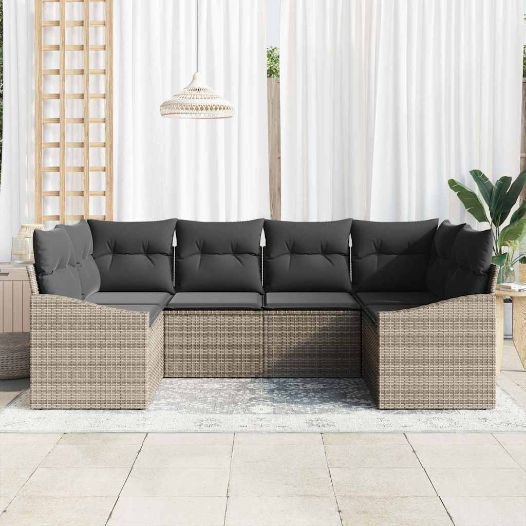 Sofa Set 6 stk. Grau [Synthetisch]: Poly Rattan