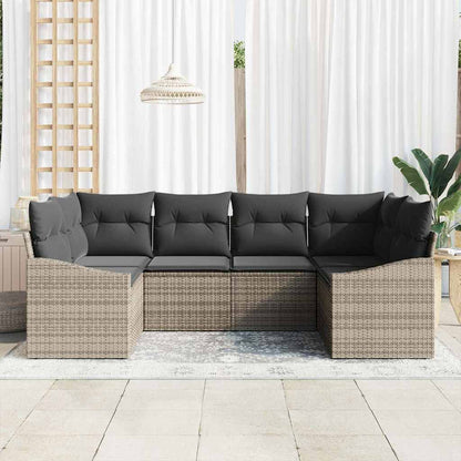 Sofa Set 6 stk. Grau [Synthetisch]: Poly Rattan