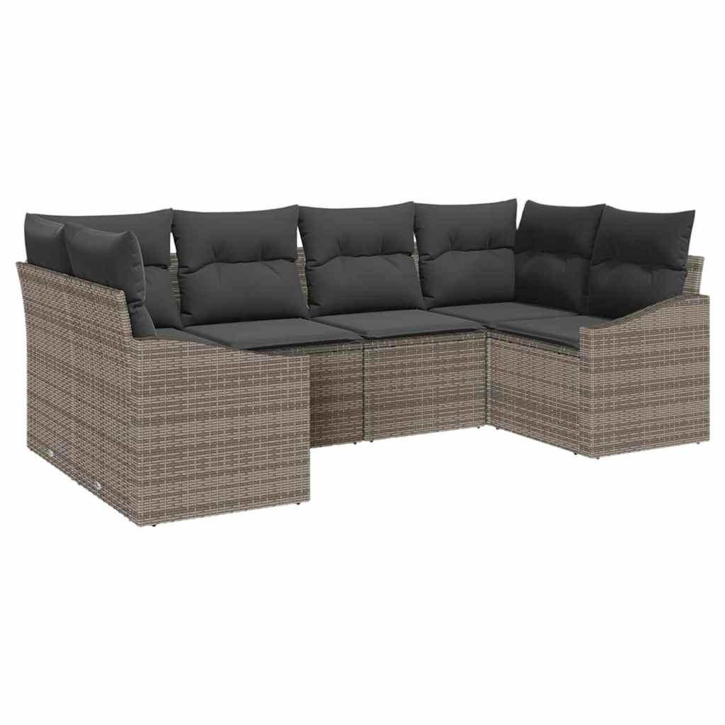Sofa Set 6 stk. Grau [Synthetisch]: Poly Rattan