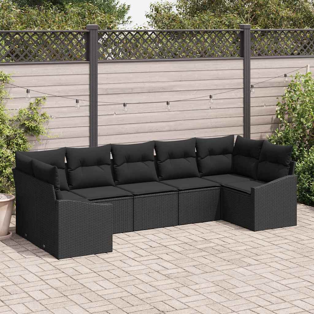 Sofa Set 7 stk. Schwarz [Synthetisch]: Poly Rattan